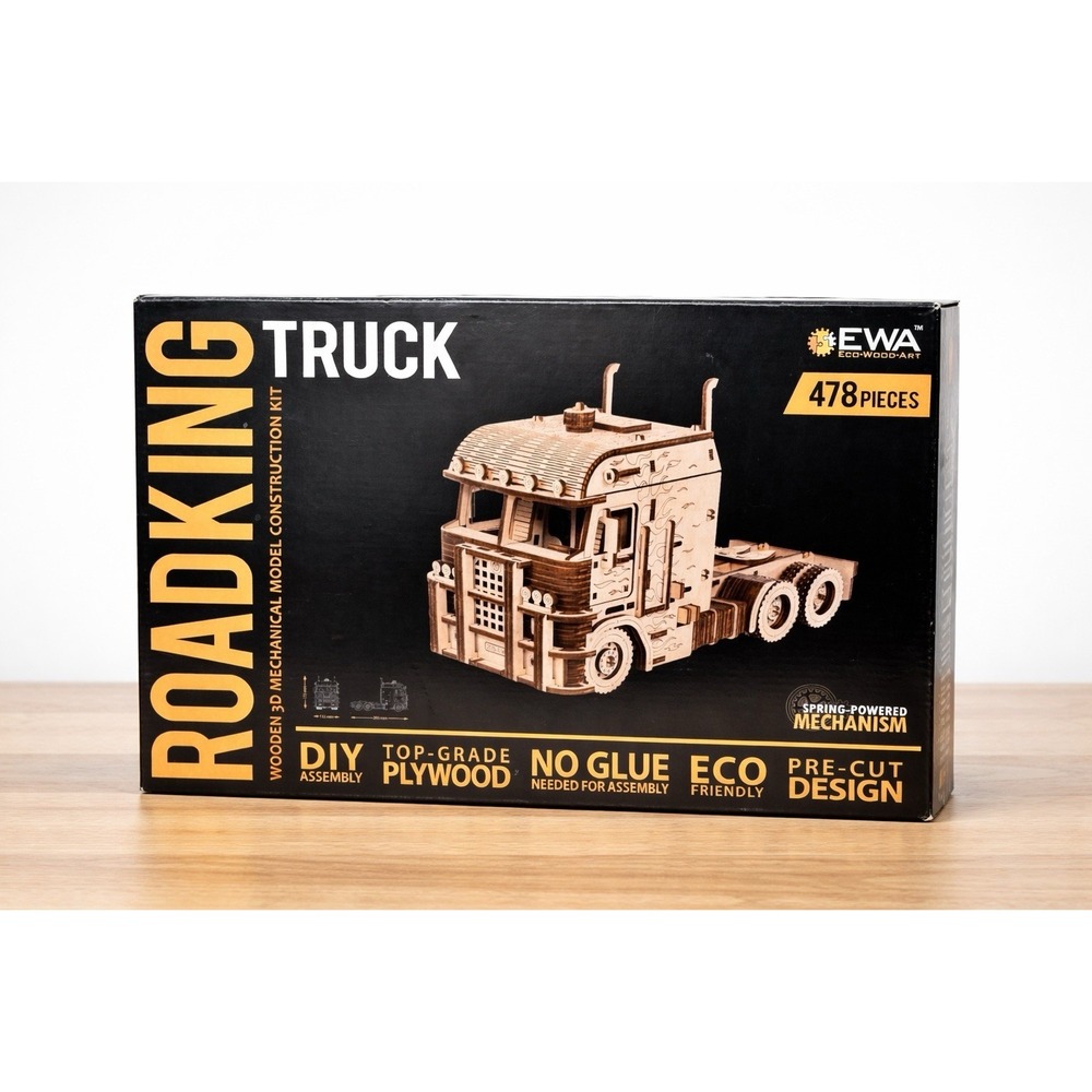 EWA Eco-Wood-Art Road King Truck 3D Wooden Model Kit 478pcs DIY Mechanical